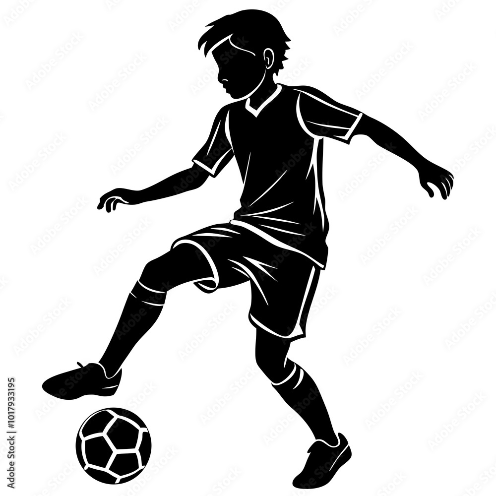 Naklejka premium boy kick soccer silhouette vector