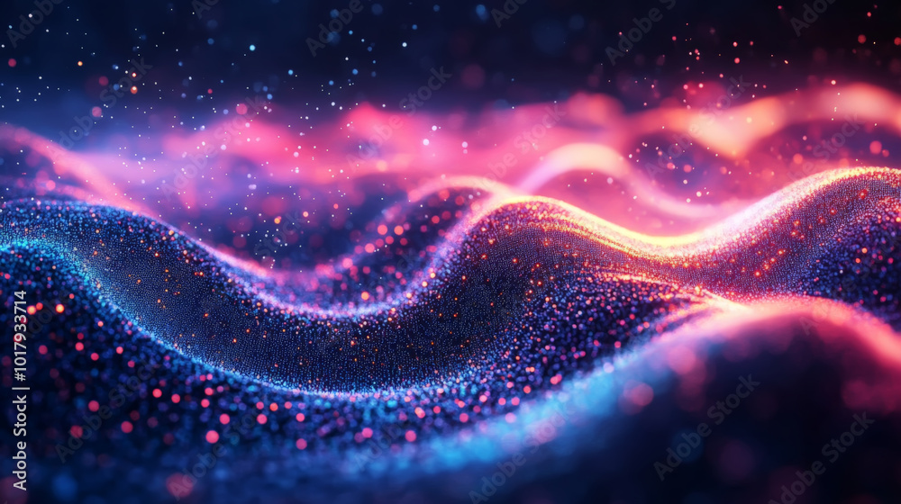 Vibrant flowing waves of glowing particles Vibrant flowing waves of glowing particles
