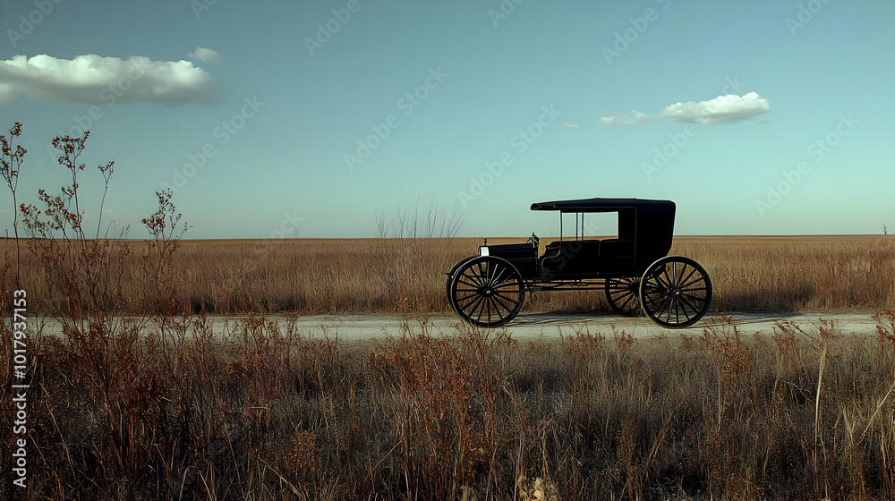 Fototapeta premium Vintage Car in a Field.
