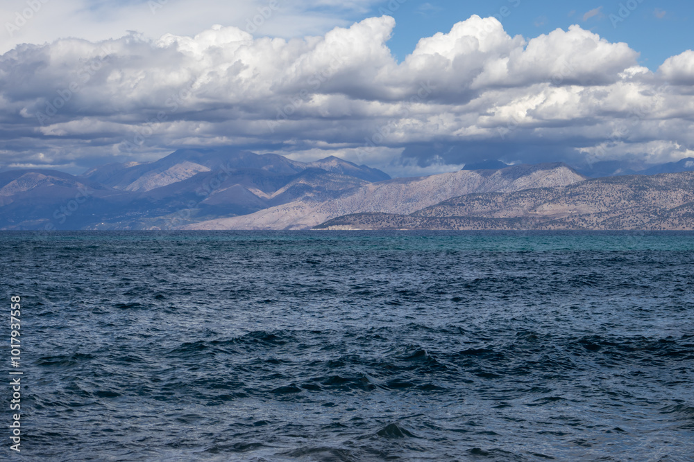 Ionic sea and Albanian mountains, Corfu, Greece Ionic sea and Albanian mountains, Corfu, Greece