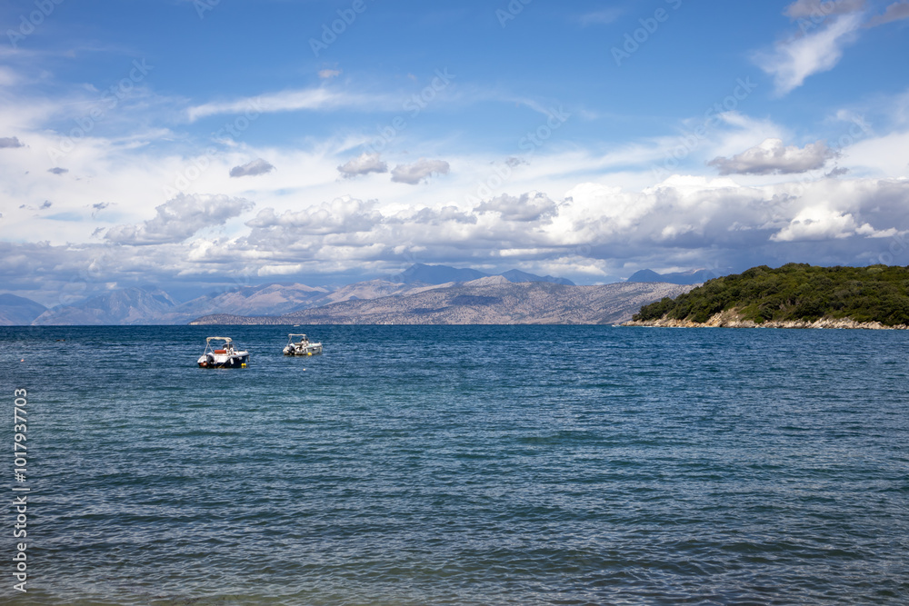 Ionic sea and Albanian mountains, Corfu, Greece Ionic sea and Albanian mountains, Corfu, Greece