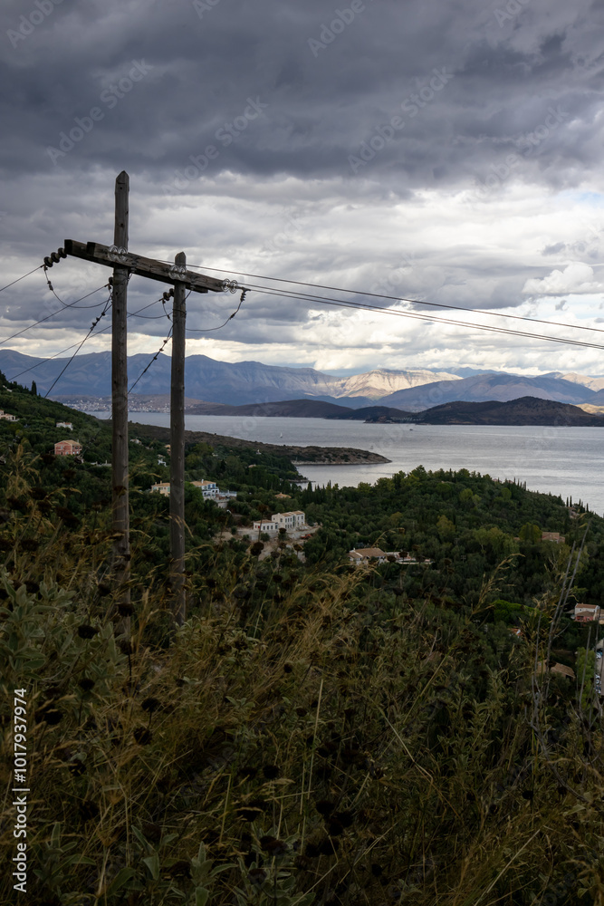 Panorama from Corfu to Albania, Greece Panorama from Corfu to Albania, Greece