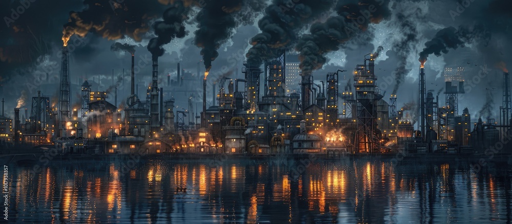 Naklejka premium Factory at Night