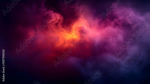 Abstract Purple and Orange Smoke Swirling