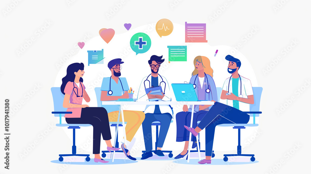 Group, discussion and medical team on technology with doctor for healthcare, review and feedback. People, talking and diversity in meeting as students, staff and internship in clinic or hospital . Group, discussion and medical team on technology with doctor for healthcare, review and feedback. People, talking and diversity in meeting as students, staff and internship in clinic or hospital .