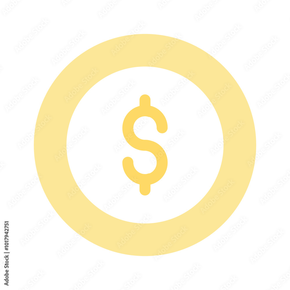 A coin icon featuring a currency symbol, representing money or finance A coin icon featuring a currency symbol, representing money or finance