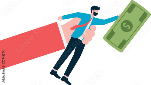 Capital squeeze, increased tax or loan interest pressure, big hands grabbing the small businessman

