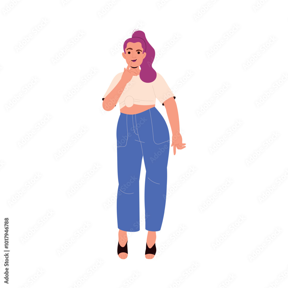 Woman Character Thinking Choosing Clothes at Shop or Fashion Store Vector Illustration Woman Character Thinking Choosing Clothes at Shop or Fashion Store Vector Illustration