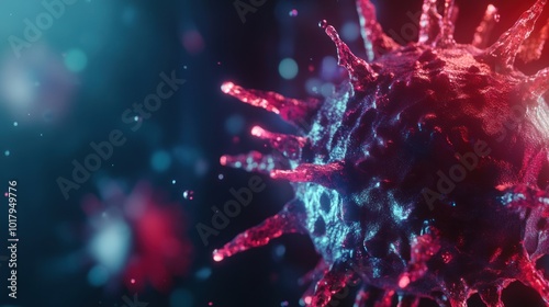 Virus cells, Macro view, 3D illustration