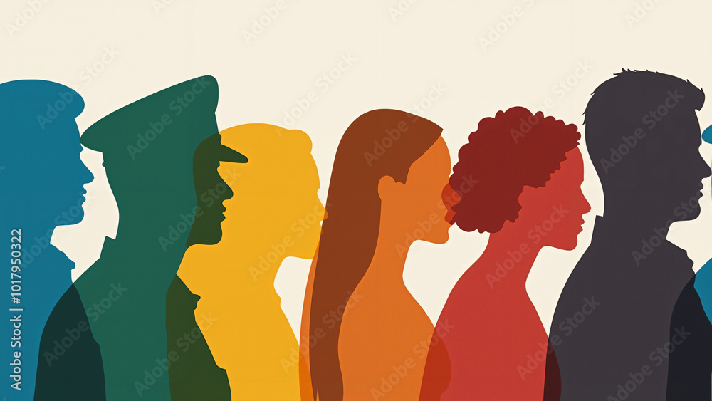 Vibrant Silhouettes of Diverse Professionals: Inclusivity in the Workplace - Perfect for HR, Diversity Campaigns, or Corporate Branding Vibrant Silhouettes of Diverse Professionals: Inclusivity in the Workplace - Perfect for HR, Diversity Campaigns, or Corporate Branding