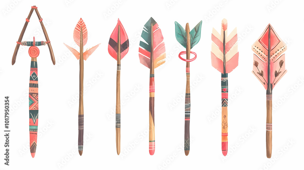 Watercolor Boho Arrows Set. Watercolor Boho Arrows Set.