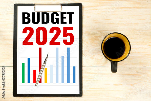 budget 2025 concept, white collar office workplace, successful business strategy planning, income growth forecast