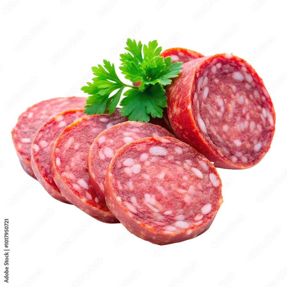 Salami chunks, isolated on a transparent background Salami chunks, isolated on a transparent background