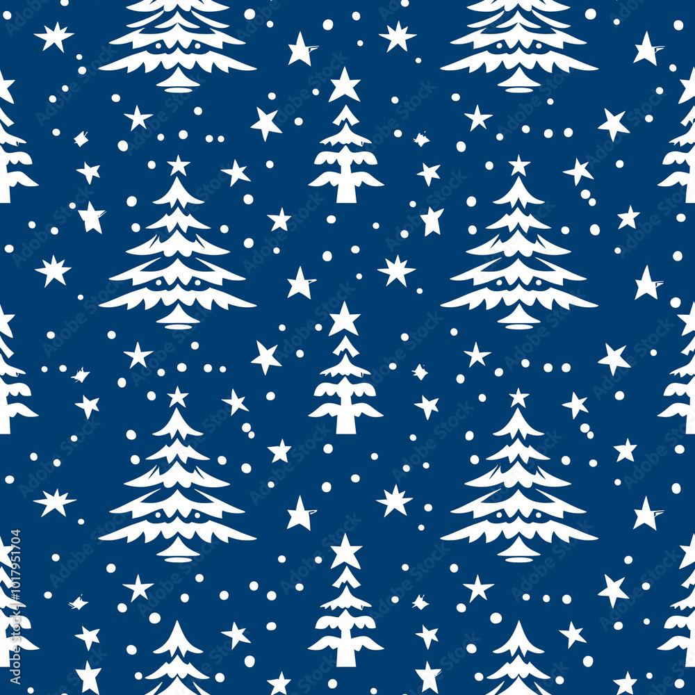Festive Christmas Trees and Stars Seamless Pattern Background Wallpaper Festive Christmas Trees and Stars Seamless Pattern Background Wallpaper
