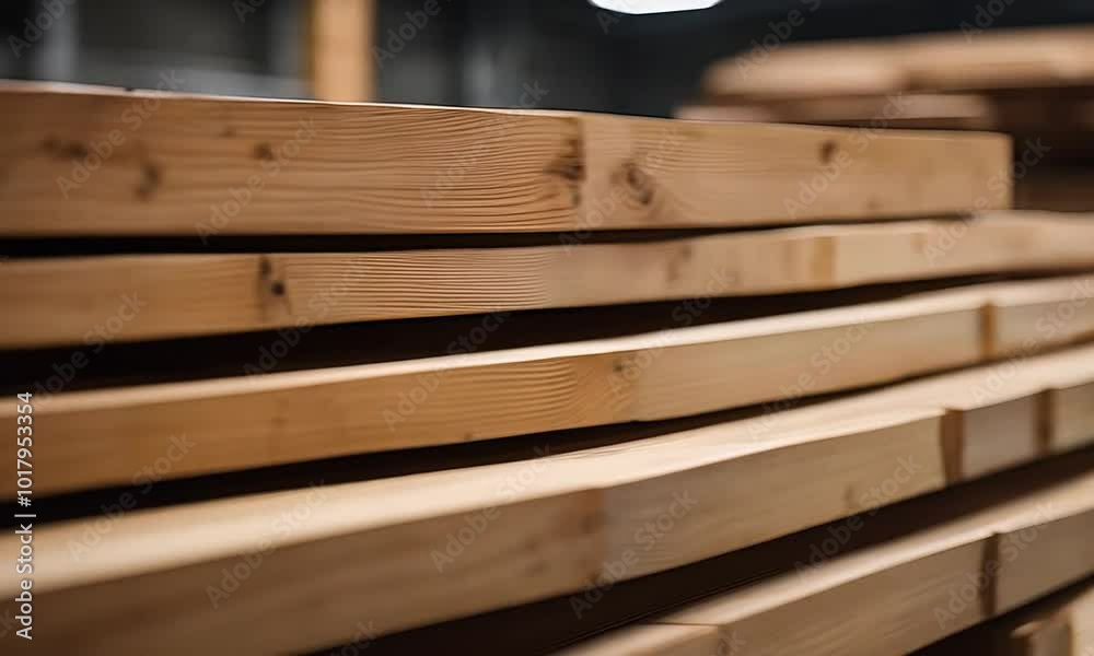 Pile of pine wood planks in factory environment Pile of pine wood planks in factory environment