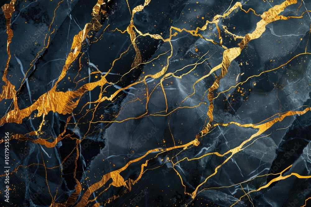 Fototapeta premium Abstract Black and Gold Marble Texture with Cracks