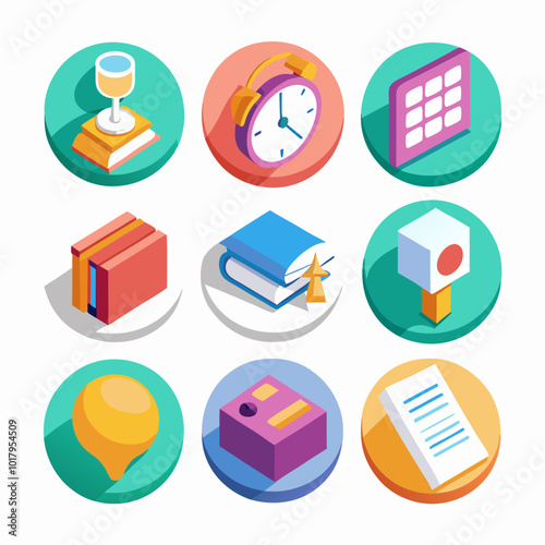 3D Homework Assignment Icon on White Background - Engaging Education Design in EPS Format