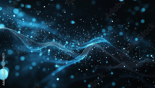 Quantum Sea Sparkling Blue Particle Waves in the Night