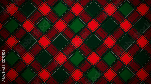 Red and green plaid pattern, traditional Christmas textile background

