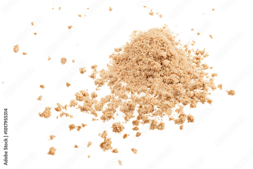 Ground biscuit, pile crumbs flying isolated on white Ground biscuit, pile crumbs flying isolated on white