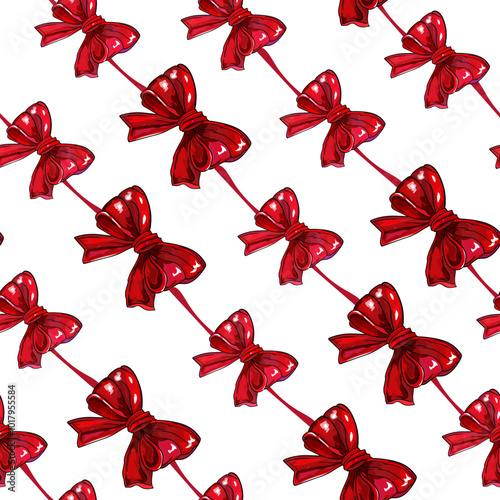 Seamless Pattern with Decorative Bows in Multiple Colors. Colorful Bow Ribbon Pattern for Gift Wrapping and Decoration