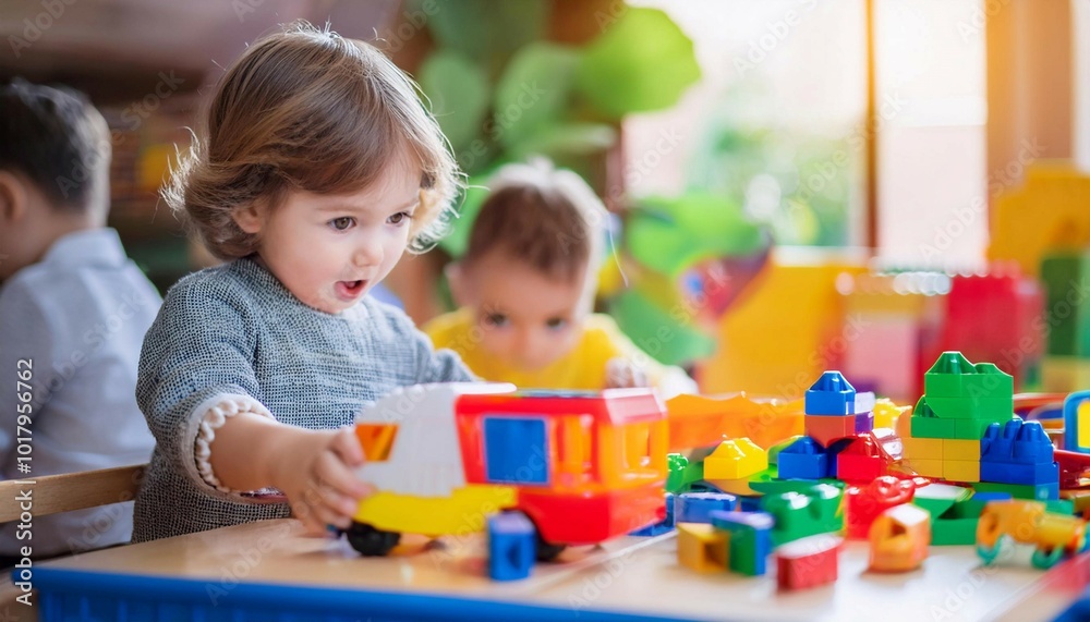 Children playing with toys, symbolizing play, learning, and childhood. Children playing with toys, symbolizing play, learning, and childhood.