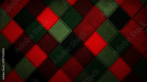 Red and green plaid pattern, traditional Christmas textile background

