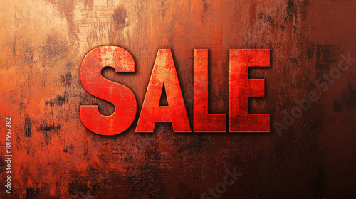 Red SALE text on gleaming copper background


