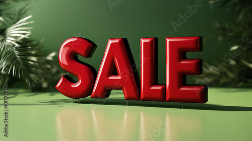 Red SALE text on lustrous green background