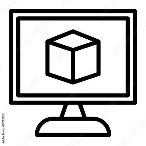Virtual Machine Vector Line Icon Design