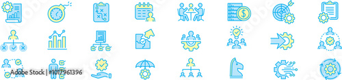 Project management icon collection. Editable stroke icons collection. Vector illustration