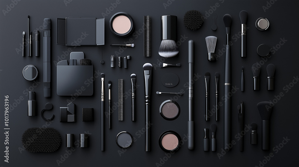 Professional makeup artist kit layout mockup Professional makeup artist kit layout mockup