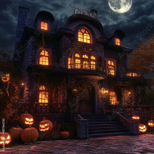 Halloween House Party Concept with Festive Decor