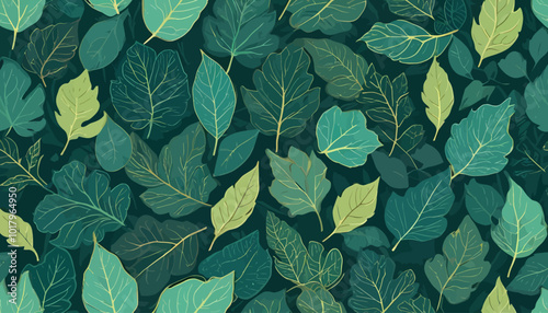 Variety of Fresh Green Leaves Pattern