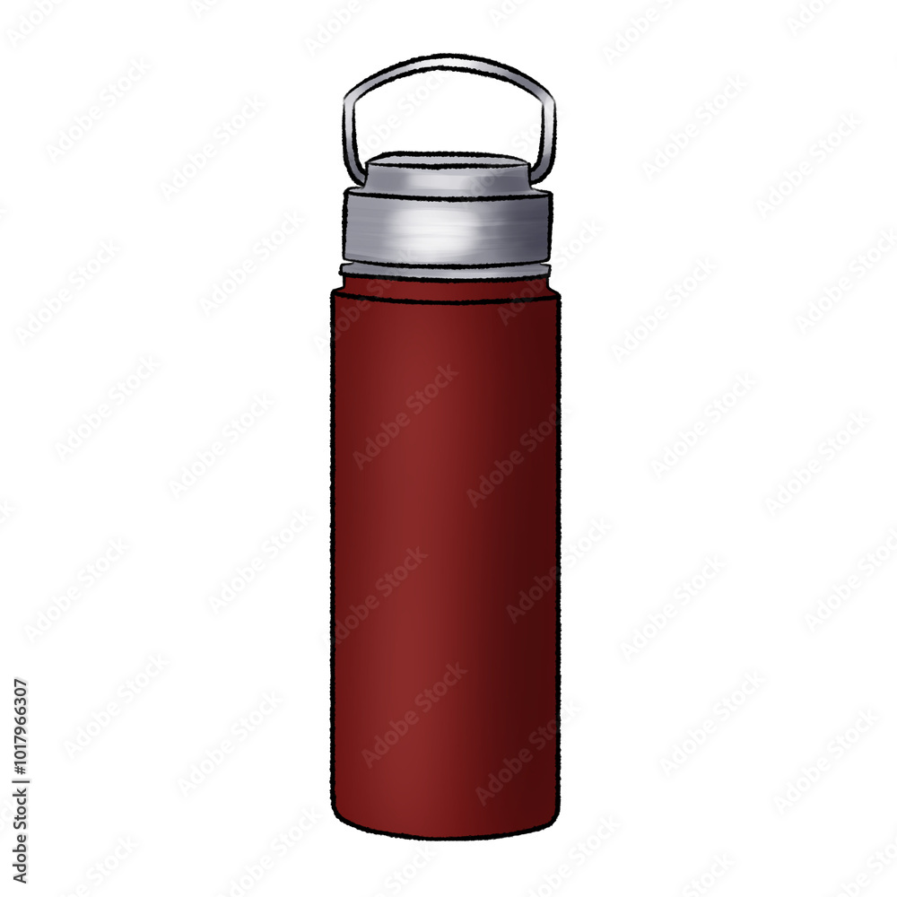 Obraz premium Red Stainless steel bottle illustration on transparent background