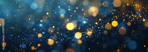 Colorful abstract bokeh background with blue and golden tones created in a fe...