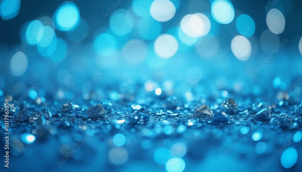 Fototapeta premium An abstract image of soft blue bokeh light effects against a dark background, creating a serene and tranquil atmosphere. The image highlights the use of light and color in creating visual aesthetics.