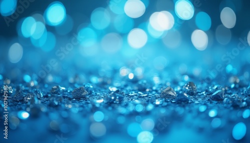 An abstract image of soft blue bokeh light effects against a dark background, creating a serene and tranquil atmosphere. The image highlights the use of light and color in creating visual aesthetics.