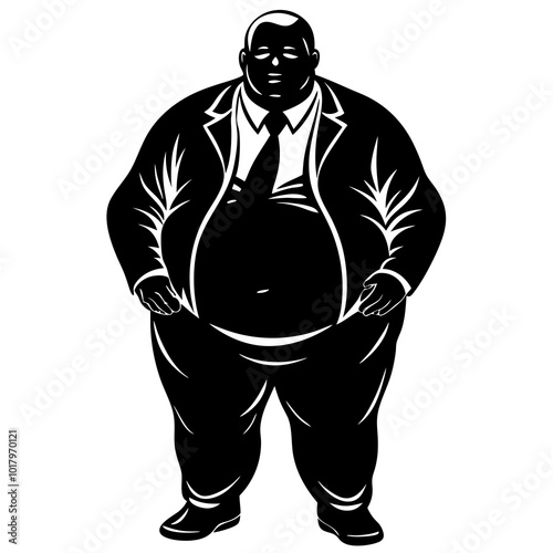 fat man silhouette vector