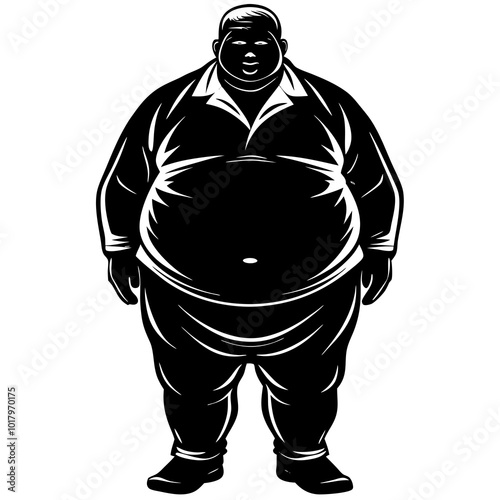 fat man silhouette vector