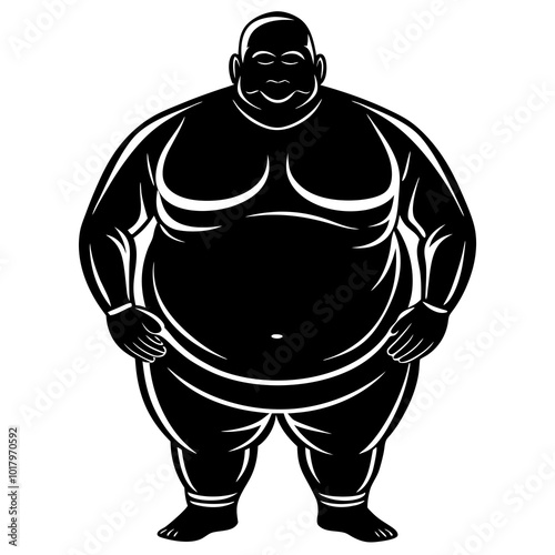 fat man silhouette vector