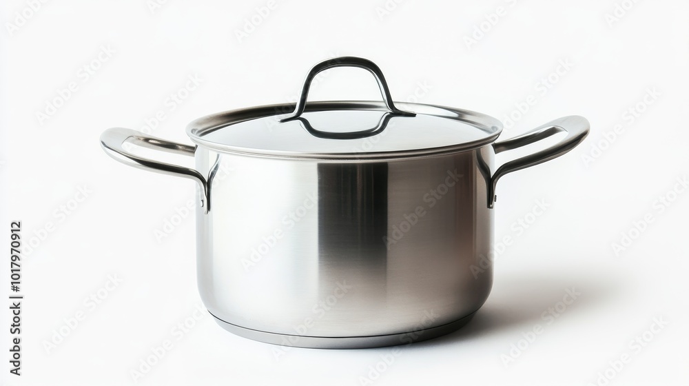 A pot for cooking, shown by itself against a white backdrop. A pot for cooking, shown by itself against a white backdrop.