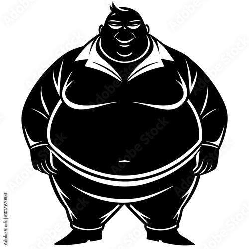 fat man silhouette vector