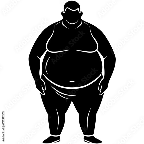 fat man silhouette vector