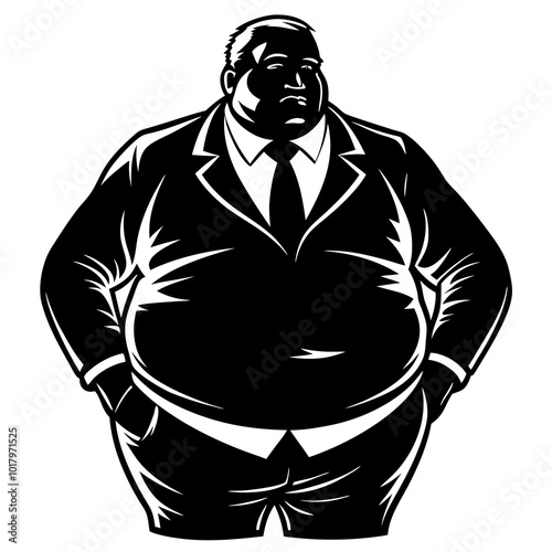 fat man silhouette vector