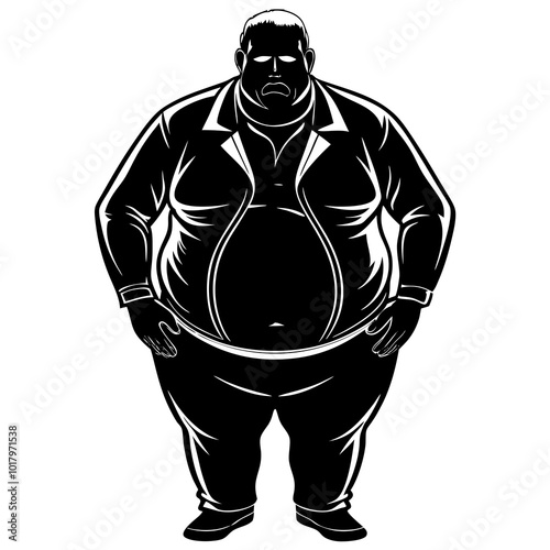 fat man silhouette vector