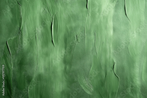 Close-up of green textured surface with brush strokes, showing abstract background with prominent patterns and shadow details.