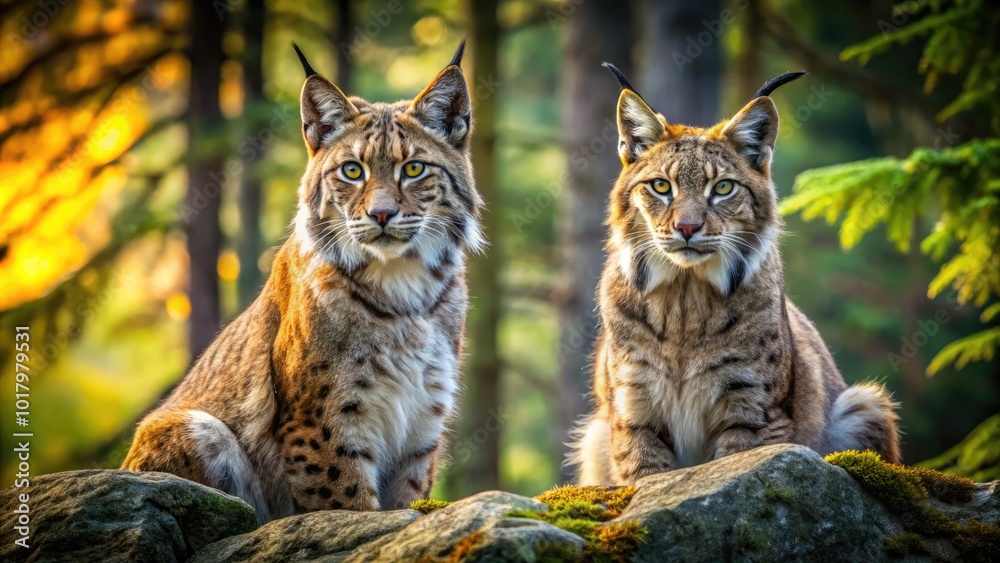 Majestic Lynx Pair in Natural Habitat Capturing the Essence of Wild Feline Grace and Power Majestic Lynx Pair in Natural Habitat Capturing the Essence of Wild Feline Grace and Power