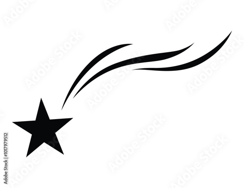 Shooting star icon. Falling meteorite or comet. Comet tail or star trail vector illustration isolated on white background