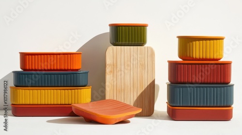 Biodegradable Food Containers in Vibrant Colors photo